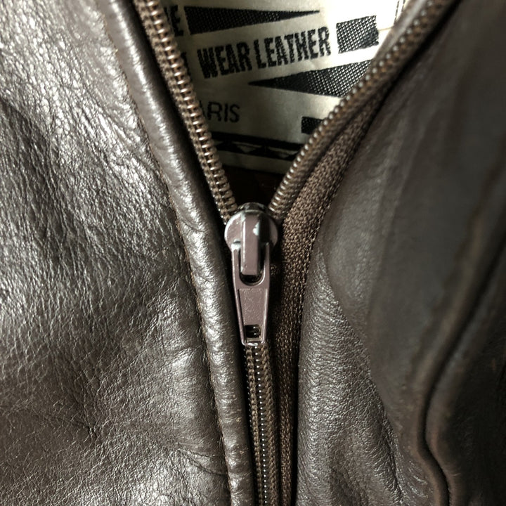 INDIANA CITY A-2 Leather Flight Jacket, Made in France, Men's XL genuine leather brown type Vintage Second Hand