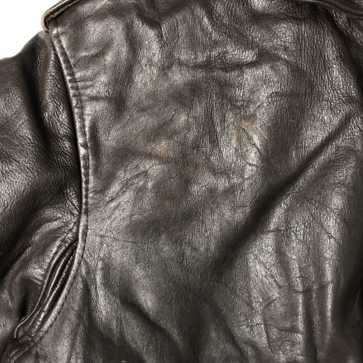 INDIANA CITY A-2 Leather Flight Jacket, Made in France, Men's XL genuine leather brown type Vintage Second Hand