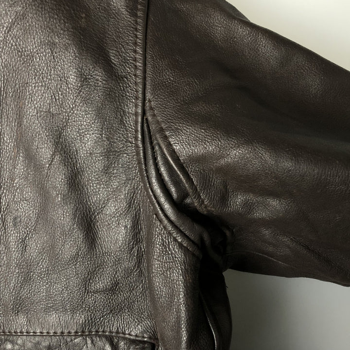 INDIANA CITY A-2 Leather Flight Jacket, Made in France, Men's XL genuine leather brown type Vintage Second Hand