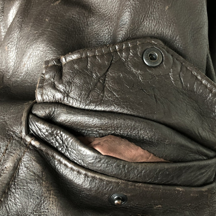 INDIANA CITY A-2 Leather Flight Jacket, Made in France, Men's XL genuine leather brown type Vintage Second Hand