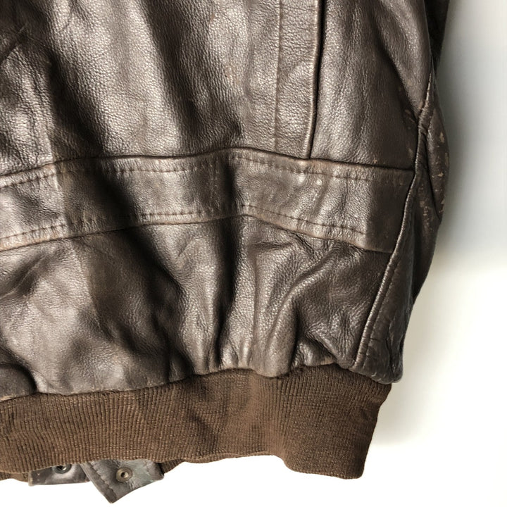 INDIANA CITY A-2 Leather Flight Jacket, Made in France, Men's XL genuine leather brown type Vintage Second Hand