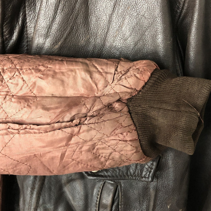 INDIANA CITY A-2 Leather Flight Jacket, Made in France, Men's XL genuine leather brown type Vintage Second Hand