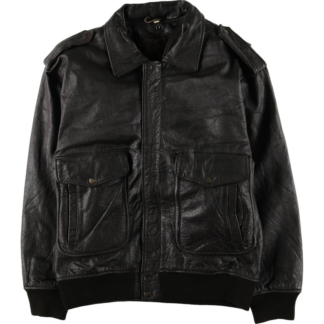 Vintage A-2 Leather Flight Jacket, Men's Size L Genuine Leather Cowhide black type Vintage Second Hand