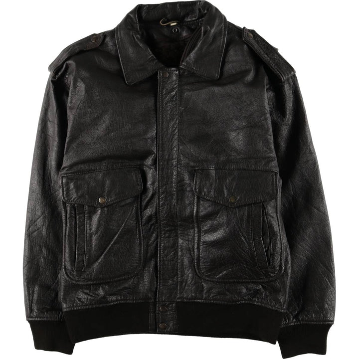 Vintage A-2 Leather Flight Jacket, Men's Size L Genuine Leather Cowhide black type Vintage Second Hand