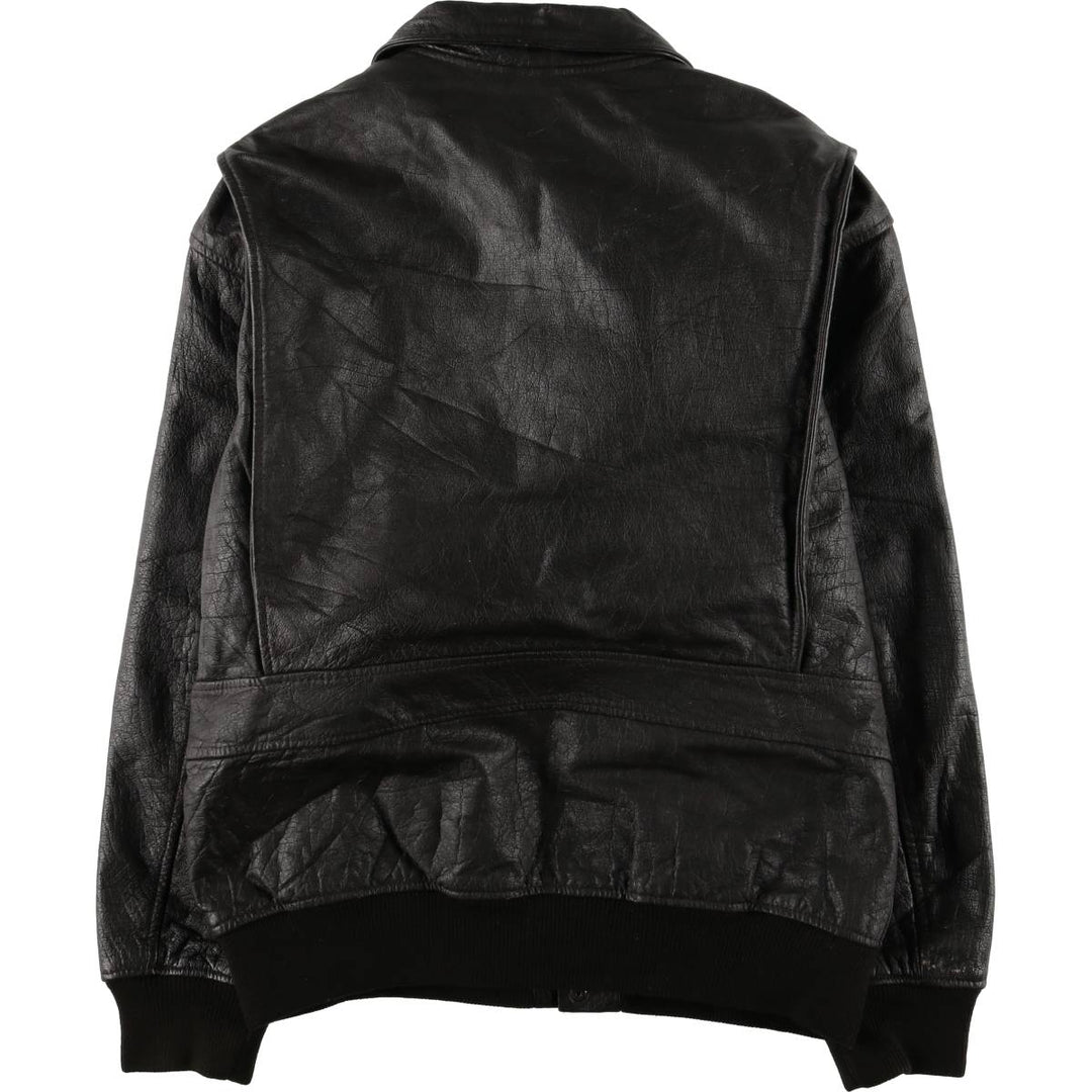 Vintage A-2 Leather Flight Jacket, Men's Size L Genuine Leather Cowhide black type Vintage Second Hand