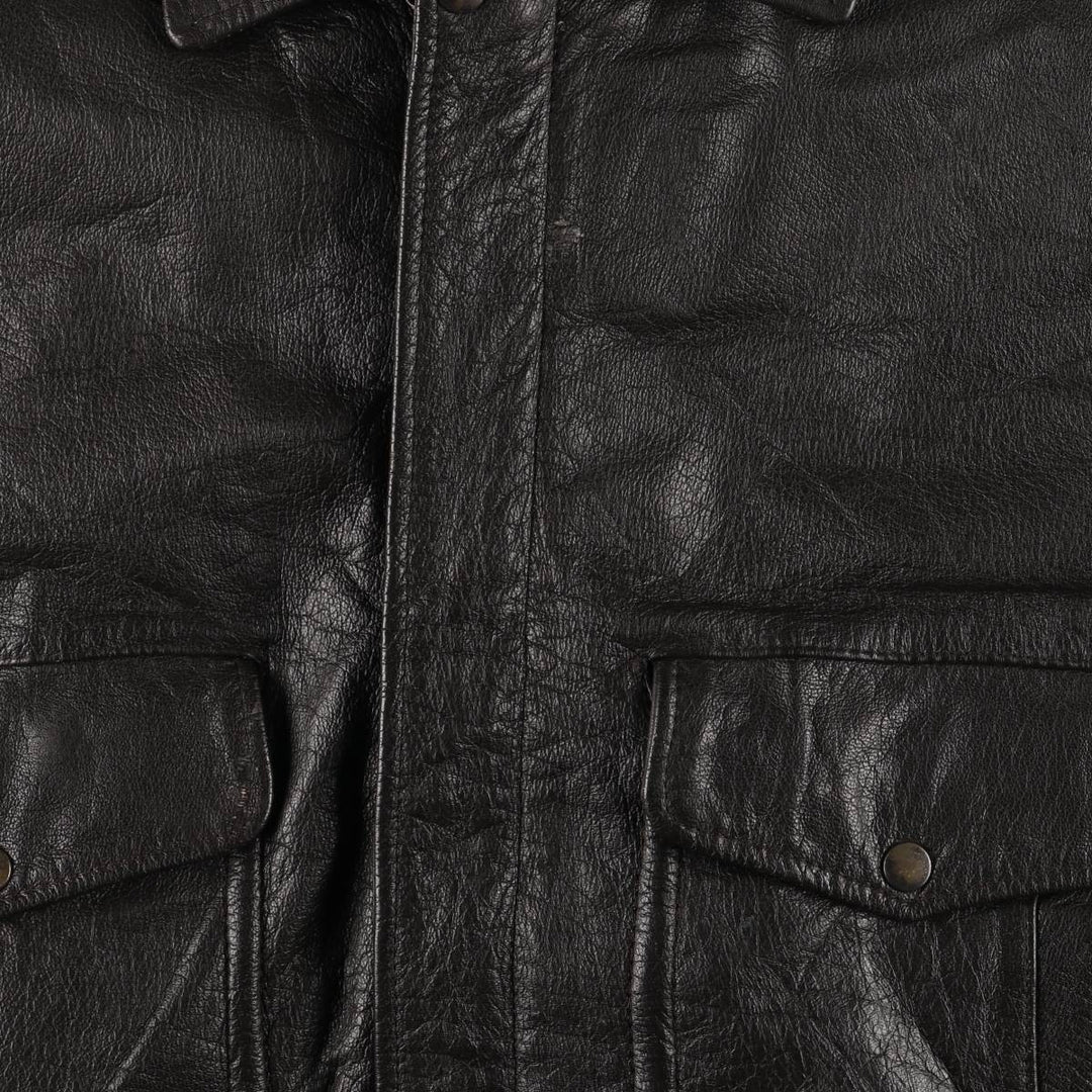 Vintage A-2 Leather Flight Jacket, Men's Size L Genuine Leather Cowhide black type Vintage Second Hand