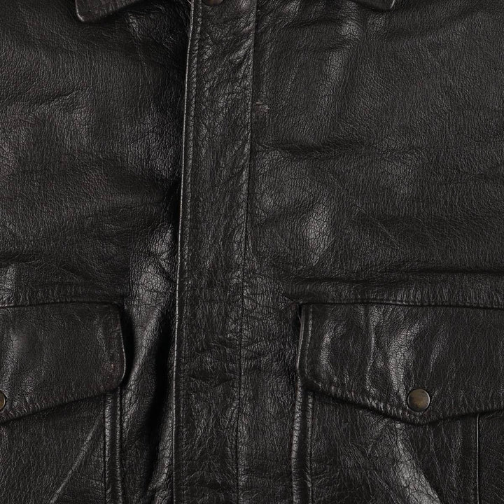 Vintage A-2 Leather Flight Jacket, Men's Size L Genuine Leather Cowhide black type Vintage Second Hand