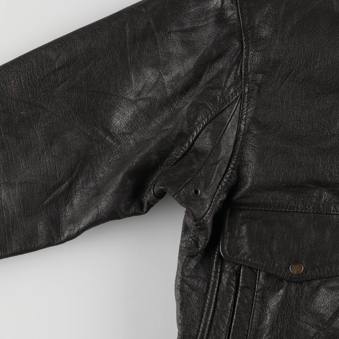 Vintage A-2 Leather Flight Jacket, Men's Size L Genuine Leather Cowhide black type Vintage Second Hand