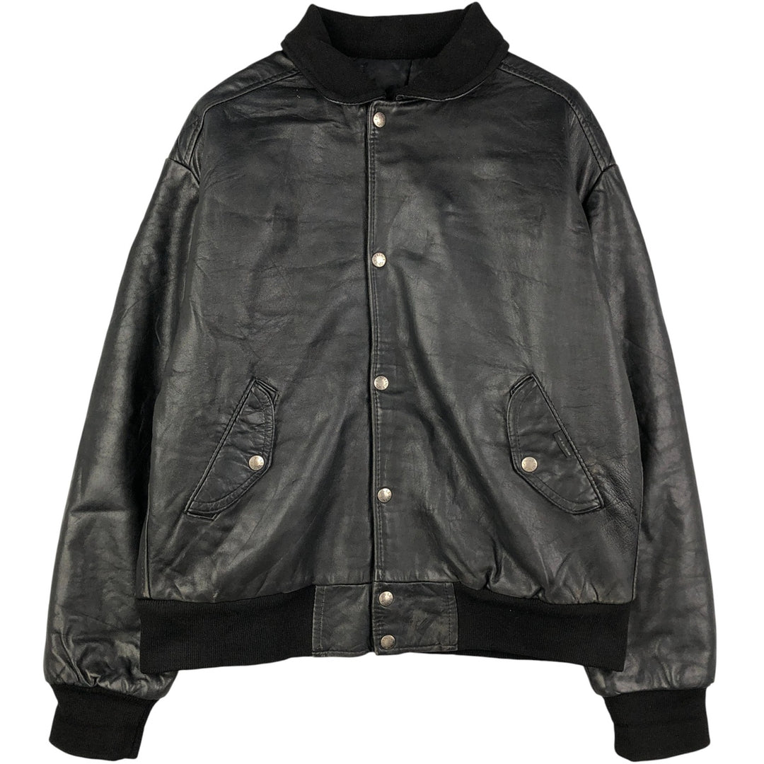 Vintage French leather jacket, size L, men's size L genuine leather black type Vintage Second Hand