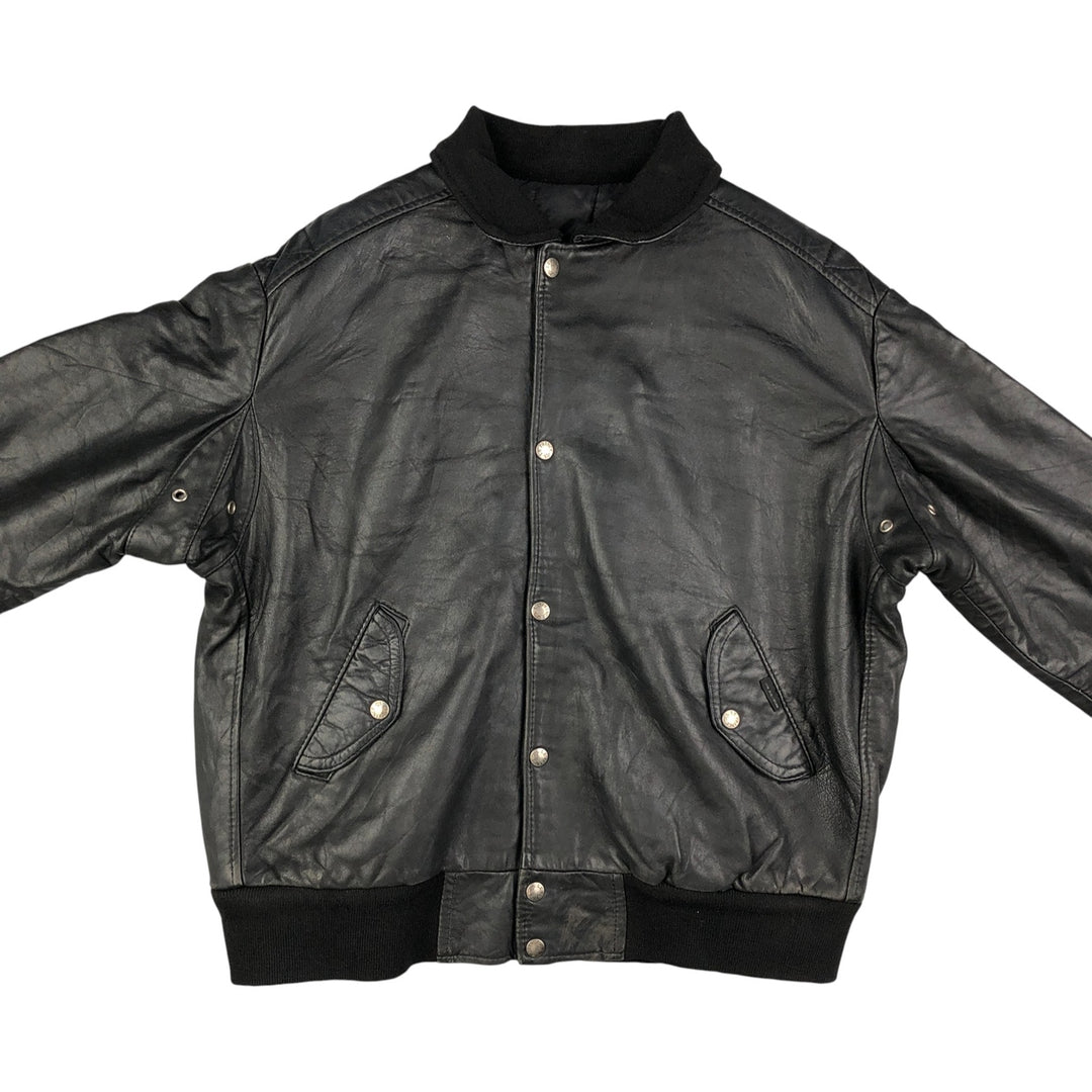 Vintage French leather jacket, size L, men's size L genuine leather black type Vintage Second Hand