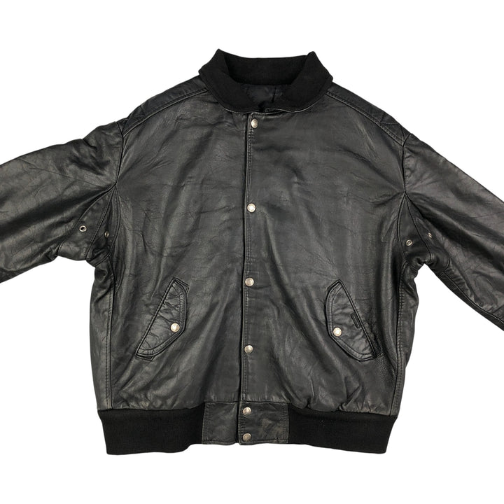 Vintage French leather jacket, size L, men's size L genuine leather black type Vintage Second Hand