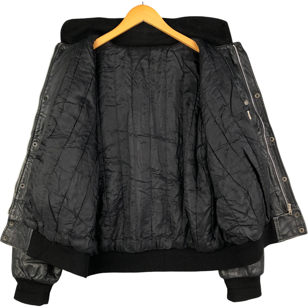 Vintage French leather jacket, size L, men's size L genuine leather black type Vintage Second Hand