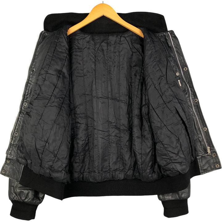 Vintage French leather jacket, size L, men's size L genuine leather black type Vintage Second Hand