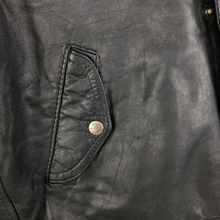 Vintage French leather jacket, size L, men's size L genuine leather black type Vintage Second Hand