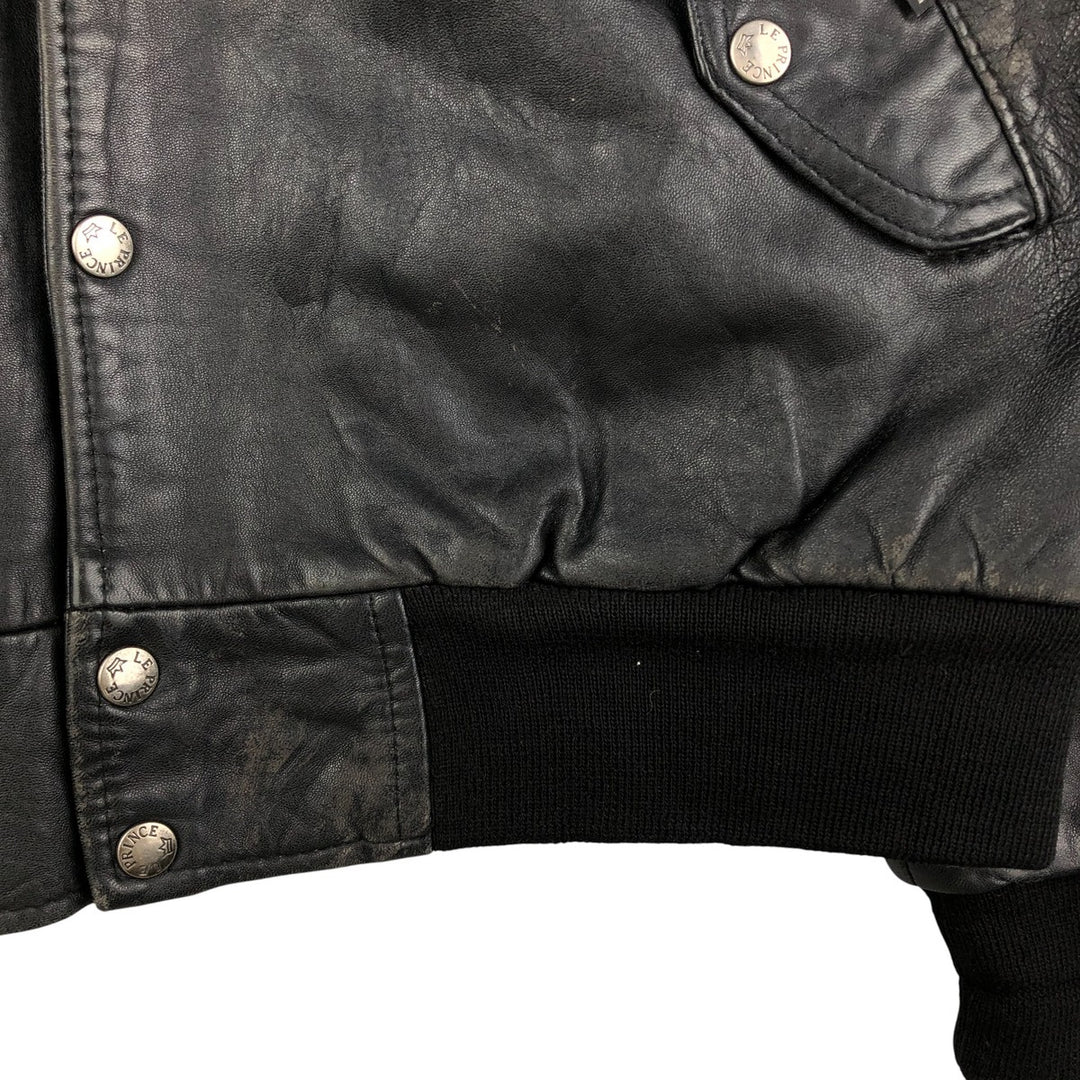 Vintage French leather jacket, size L, men's size L genuine leather black type Vintage Second Hand