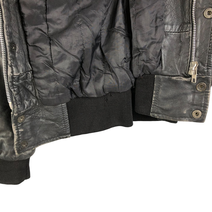 Vintage French leather jacket, size L, men's size L genuine leather black type Vintage Second Hand