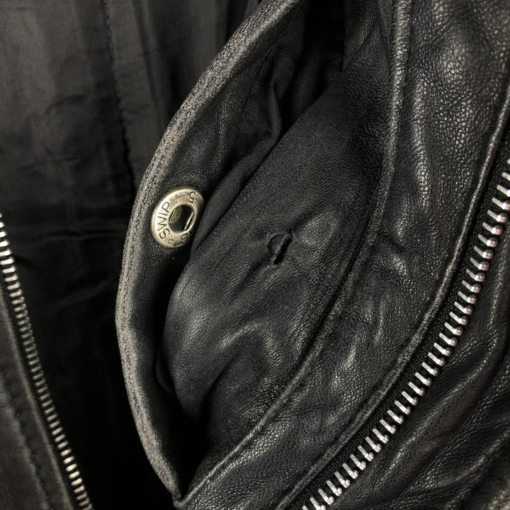 Vintage French leather jacket, size L, men's size L genuine leather black type Vintage Second Hand