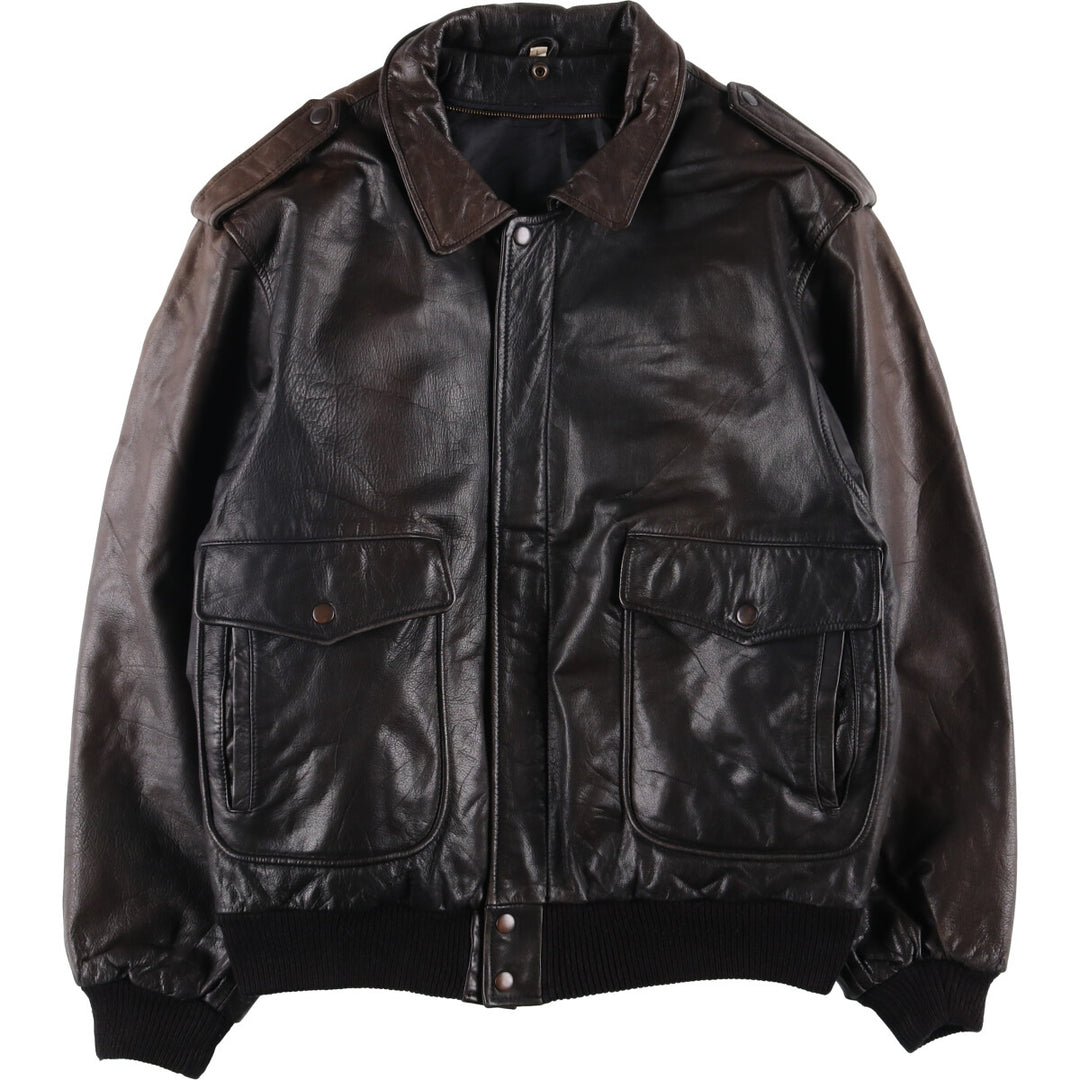 A-2 type leather flight jacket, men's size L unclear brown type Vintage Second Hand