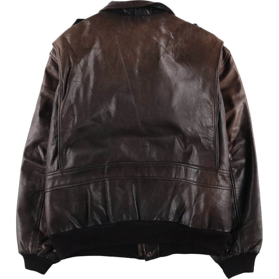 A-2 type leather flight jacket, men's size L unclear brown type Vintage Second Hand