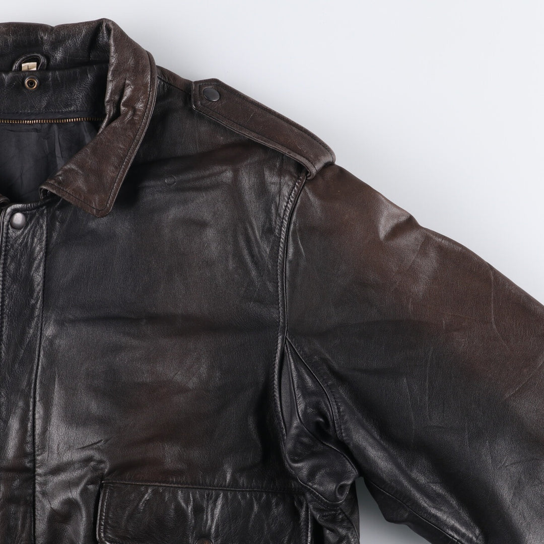 A-2 type leather flight jacket, men's size L unclear brown type Vintage Second Hand