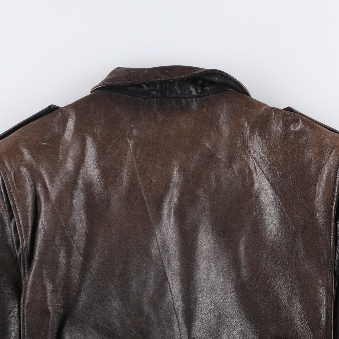 A-2 type leather flight jacket, men's size L unclear brown type Vintage Second Hand