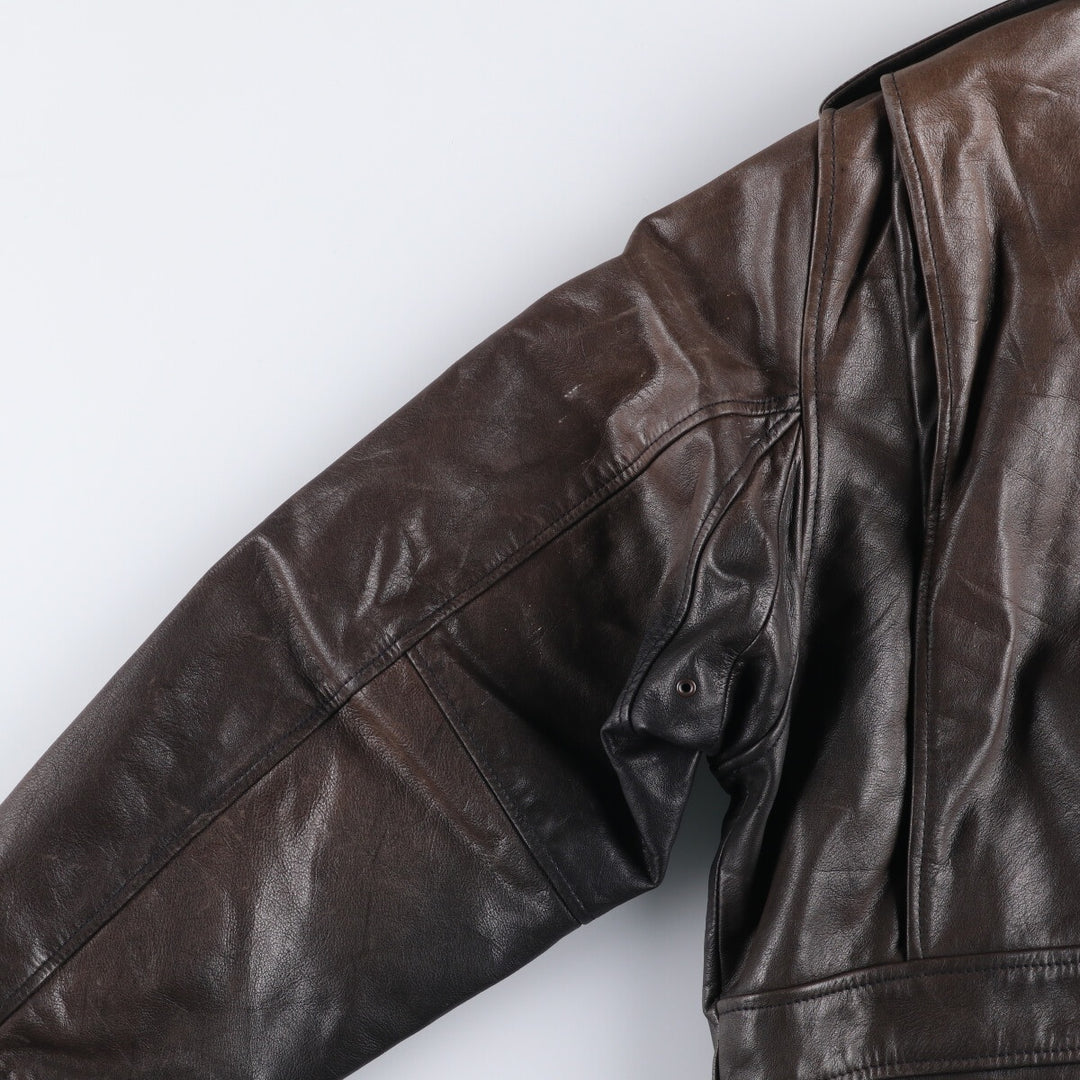 A-2 type leather flight jacket, men's size L unclear brown type Vintage Second Hand