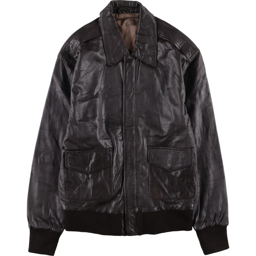 A-2 type leather flight jacket, men's size L unclear brown type Vintage Second Hand