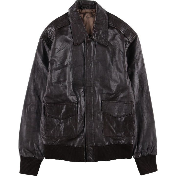 A-2 type leather flight jacket, men's size L unclear brown type Vintage Second Hand
