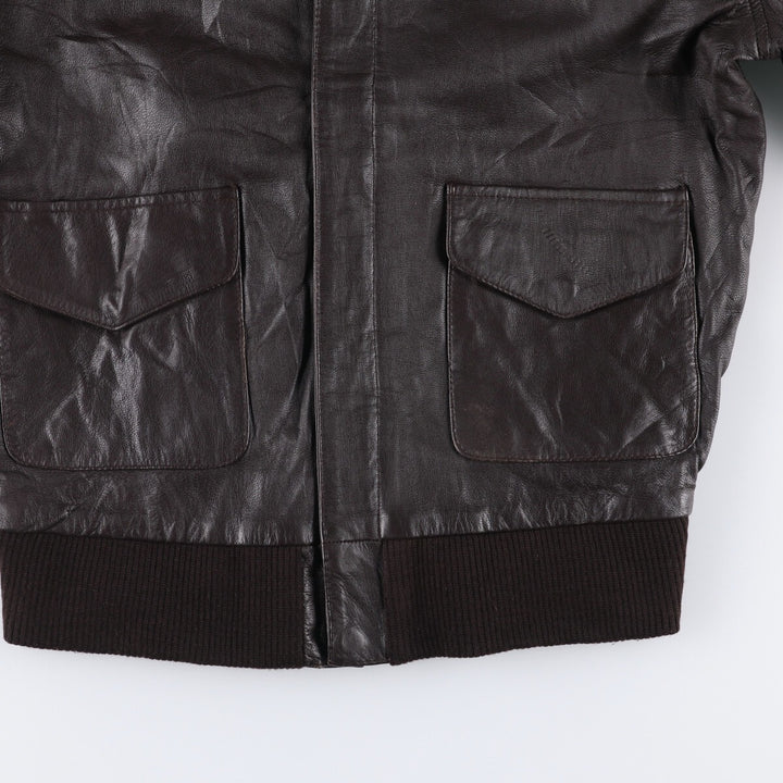 A-2 type leather flight jacket, men's size L unclear brown type Vintage Second Hand