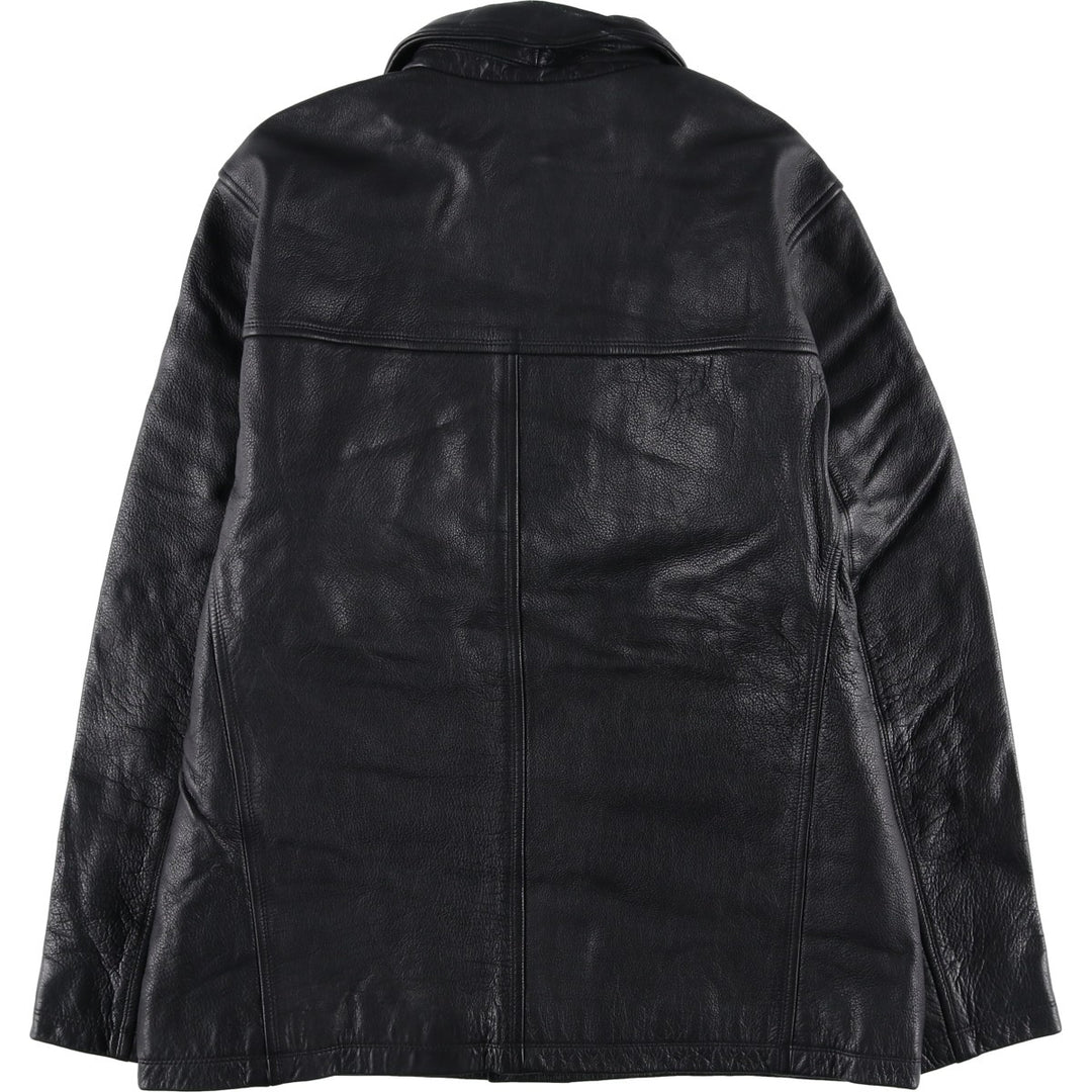 ABRAMS Leather Coat Men's Size L genuine leather black type Vintage Second Hand