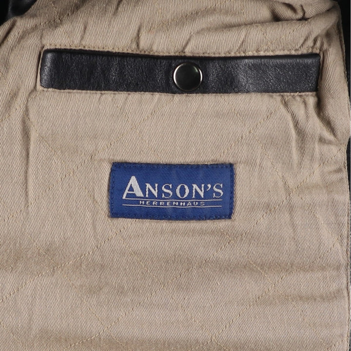 ABRAMS Leather Coat Men's Size L genuine leather black type Vintage Second Hand