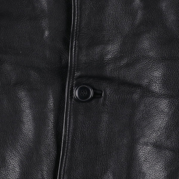 ABRAMS Leather Coat Men's Size L genuine leather black type Vintage Second Hand