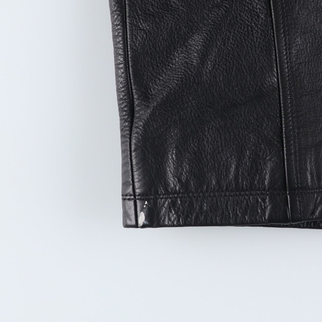 ABRAMS Leather Coat Men's Size L genuine leather black type Vintage Second Hand