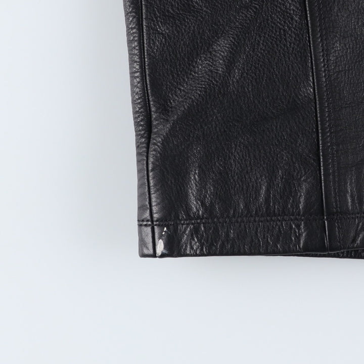 ABRAMS Leather Coat Men's Size L genuine leather black type Vintage Second Hand