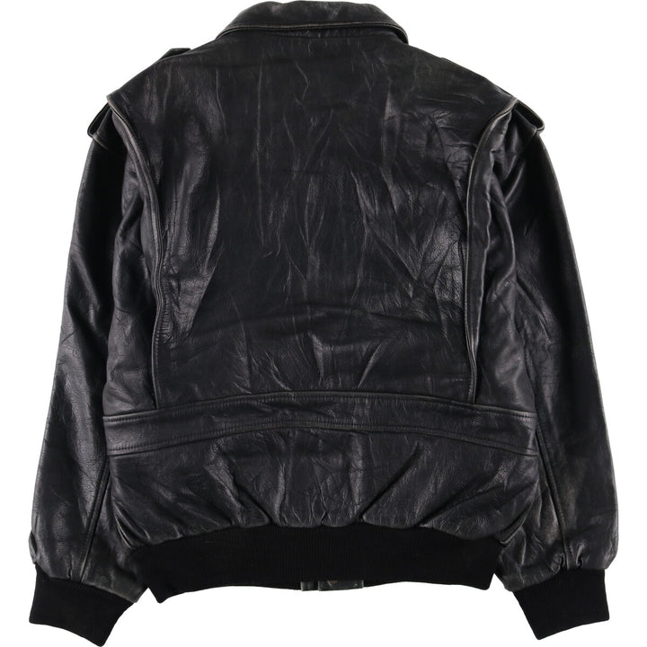 A-2 type padded leather flight jacket, men's size M genuine leather black type Vintage Second Hand