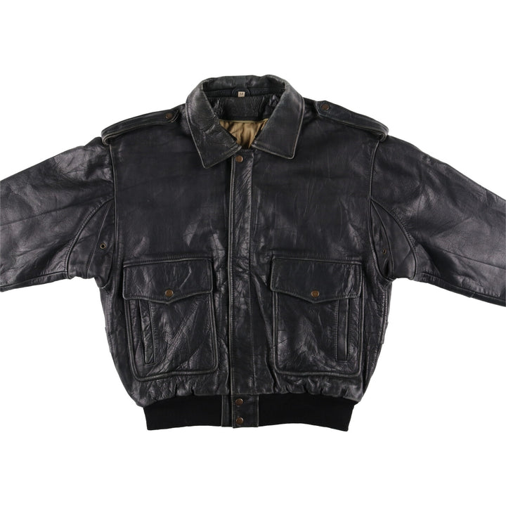 A-2 type padded leather flight jacket, men's size M genuine leather black type Vintage Second Hand