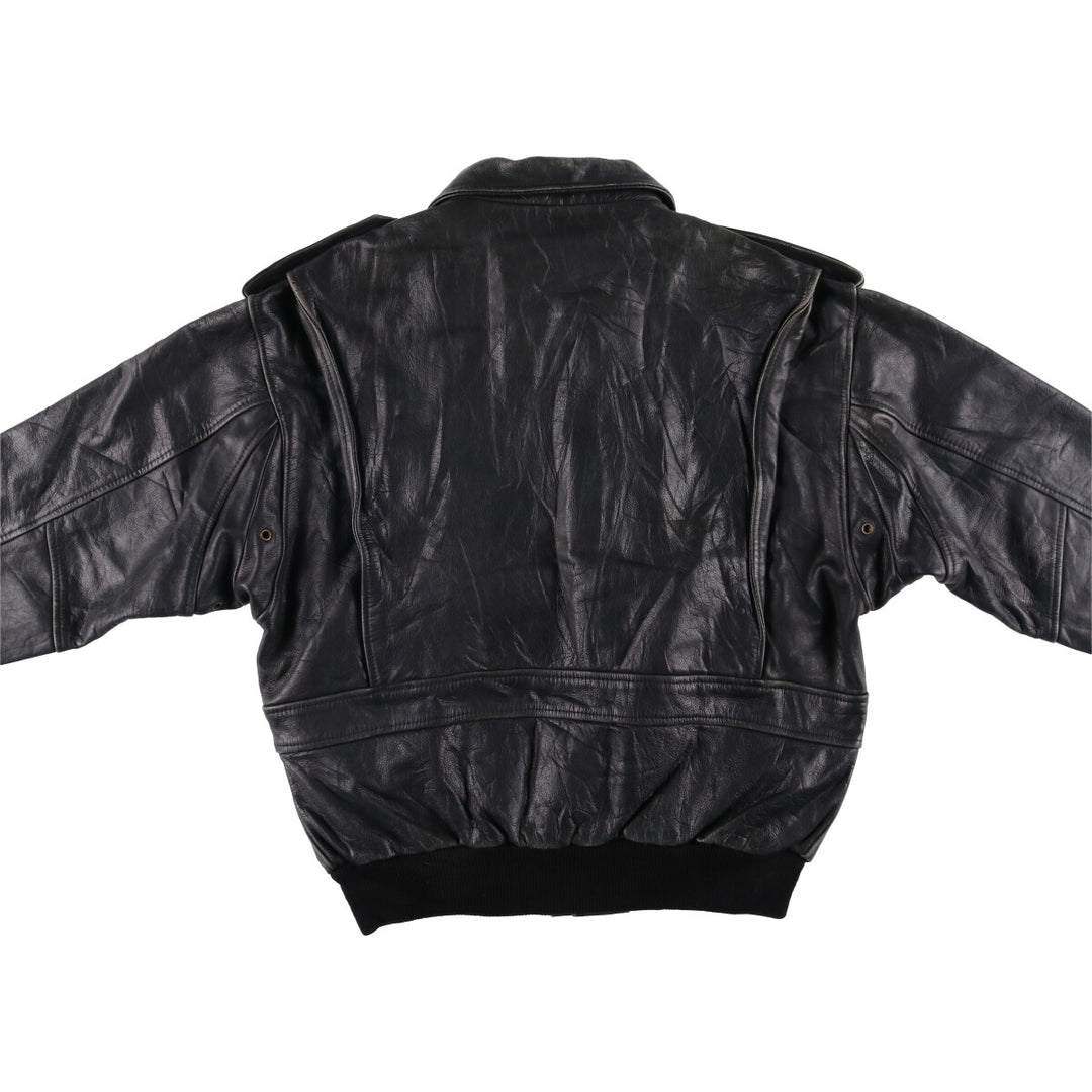A-2 type padded leather flight jacket, men's size M genuine leather black type Vintage Second Hand