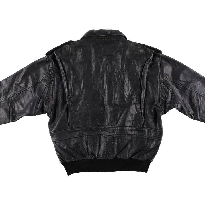 A-2 type padded leather flight jacket, men's size M genuine leather black type Vintage Second Hand