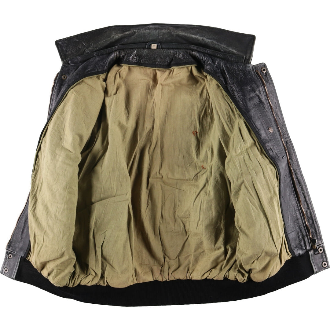 A-2 type padded leather flight jacket, men's size M genuine leather black type Vintage Second Hand