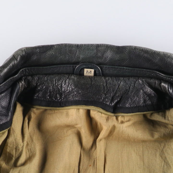 A-2 type padded leather flight jacket, men's size M genuine leather black type Vintage Second Hand