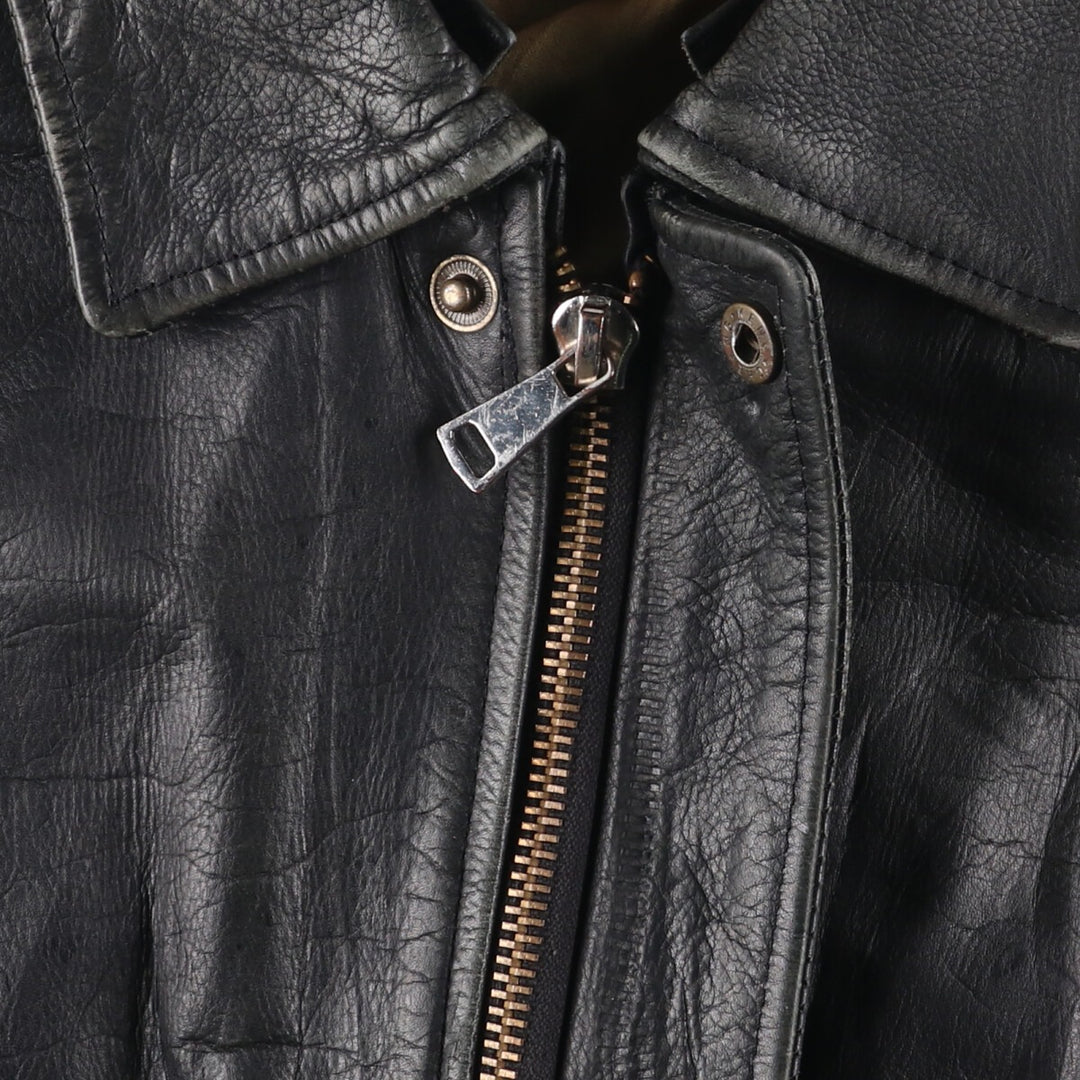 A-2 type padded leather flight jacket, men's size M genuine leather black type Vintage Second Hand