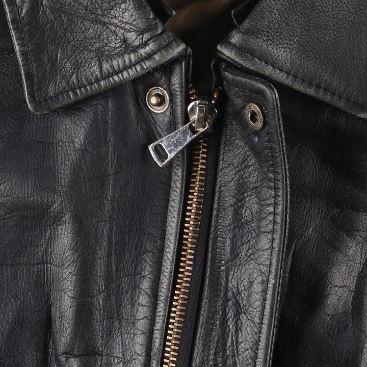 A-2 type padded leather flight jacket, men's size M genuine leather black type Vintage Second Hand