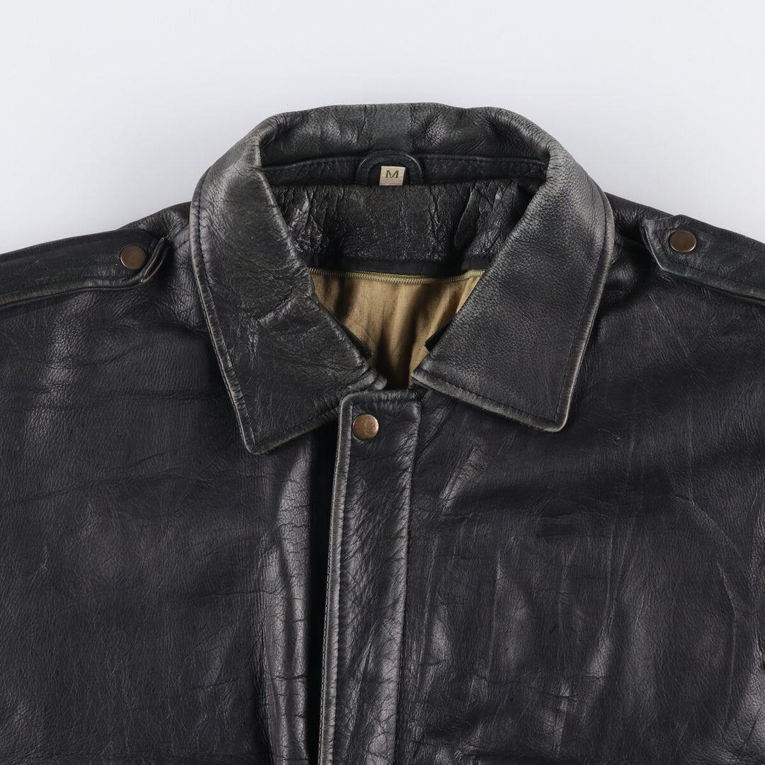 A-2 type padded leather flight jacket, men's size M genuine leather black type Vintage Second Hand