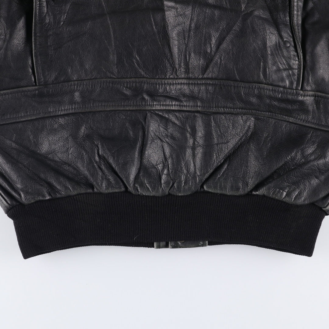A-2 type padded leather flight jacket, men's size M genuine leather black type Vintage Second Hand