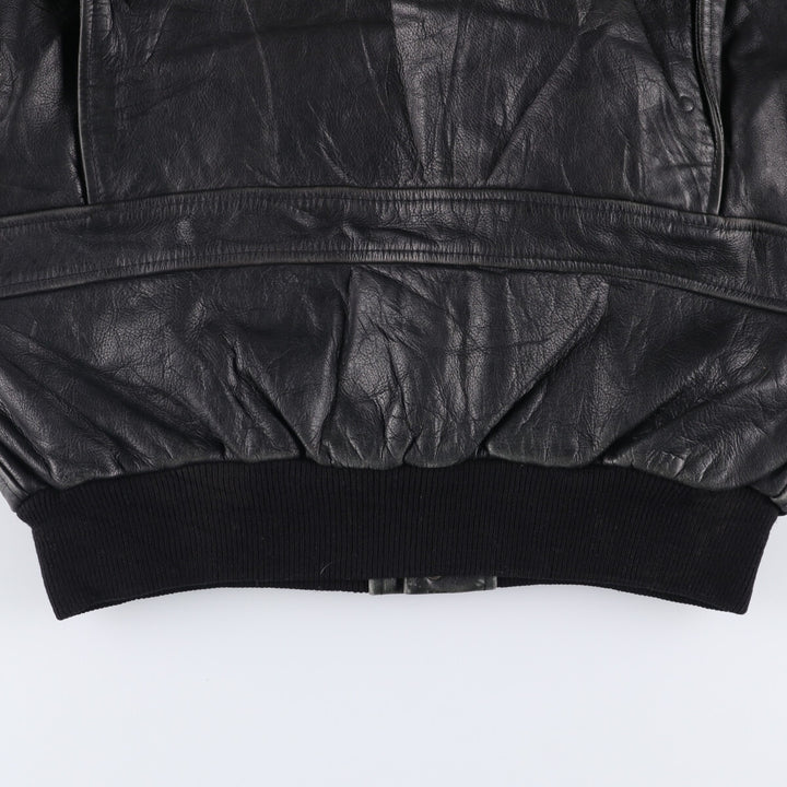 A-2 type padded leather flight jacket, men's size M genuine leather black type Vintage Second Hand