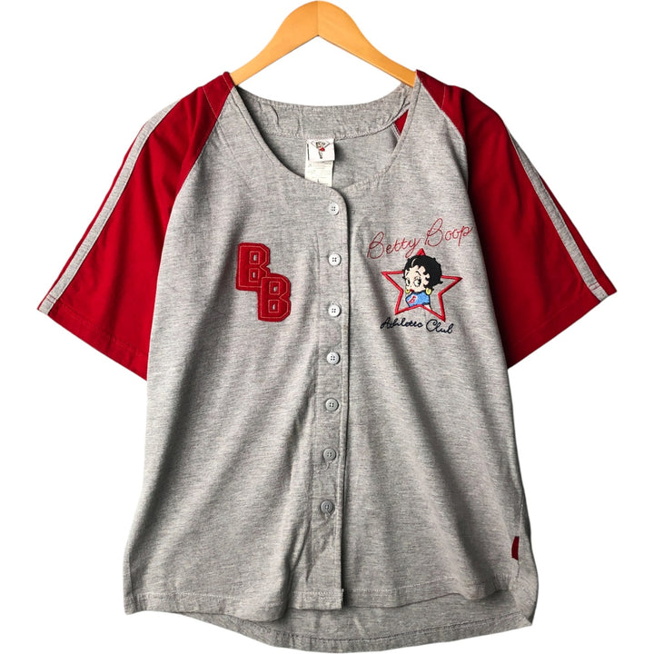 00'S BETTY BOOP Baseball Shirt, Women's Size L cotton gray type Vintage Second Hand