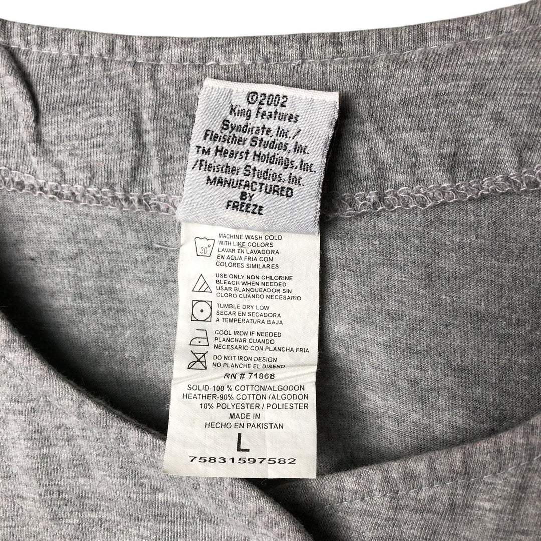 00'S BETTY BOOP Baseball Shirt, Women's Size L cotton gray type Vintage Second Hand