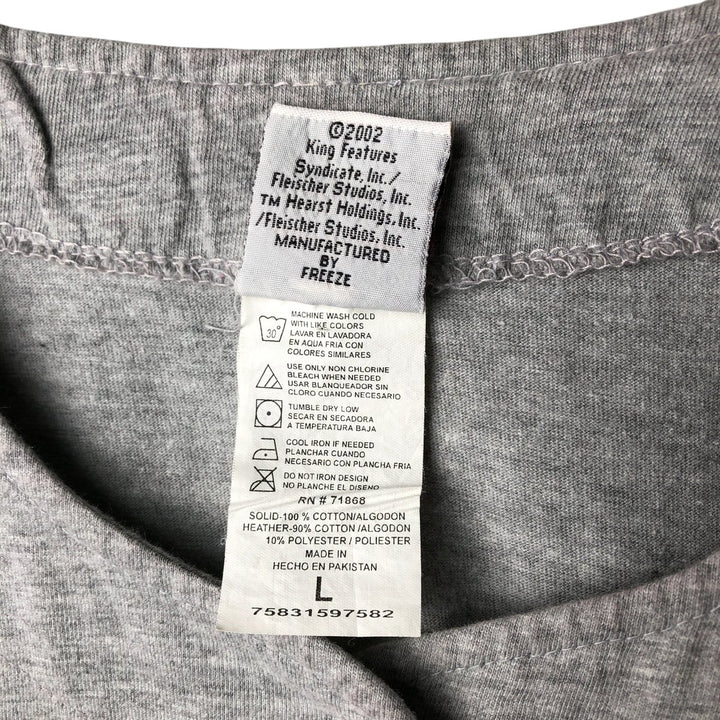 00'S BETTY BOOP Baseball Shirt, Women's Size L cotton gray type Vintage Second Hand