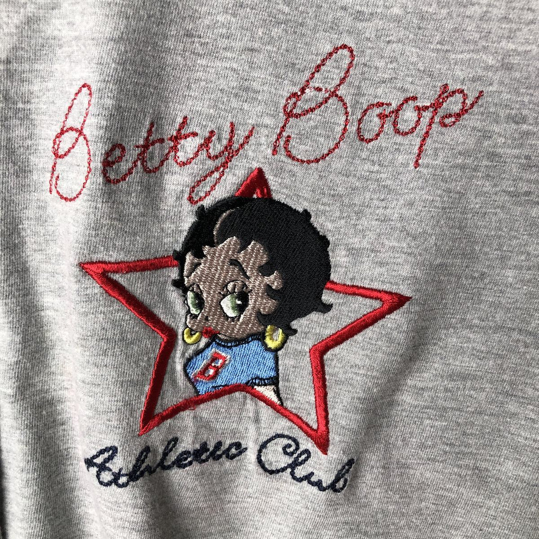 00'S BETTY BOOP Baseball Shirt, Women's Size L cotton gray type Vintage Second Hand