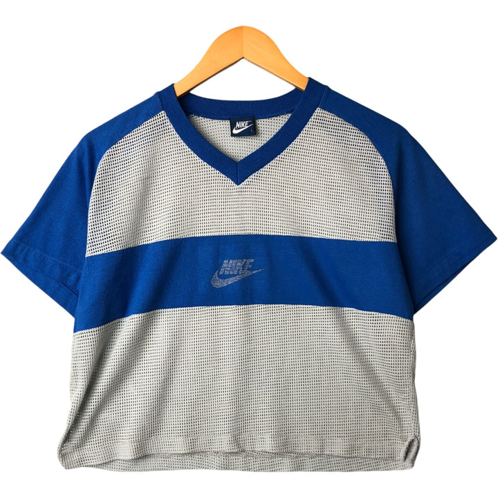 1980'S Nike Navy Tag V-neck Cropped Mesh Game Shirt, Men's Size L polyester blue type Vintage Second Hand